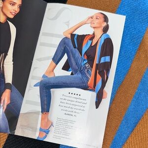 White House Black Market one size Colorblock wrap Ruana Sweater Blue black Brown